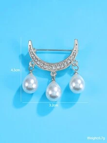 1件潮流的玻璃鑲嵌水晶、合金和仿珍珠項鍊，帶新月和流蘇設計，男女適用的日常配件