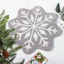 DeramHy home DeramHy Zuhause 1 Stück Weihnachtsdekoration Schneeflocke Badezimmer Teppich, Schneeflocke Willkommens-Matte rutschfest rund, waschbar Badewannen-Teppich Badezimmer Badewanne Küche Teppich Dekoration Zuhause Badezimmer Bodenbelag Außenteppich Türmatte Sommer Badezimmer Zubehör Rückkehr zur Schule
