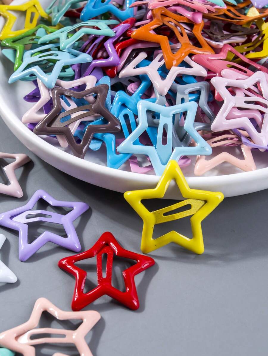50 PCS Star Hair Clips Hair Accessories Mix Edge Clips Street Dopamine