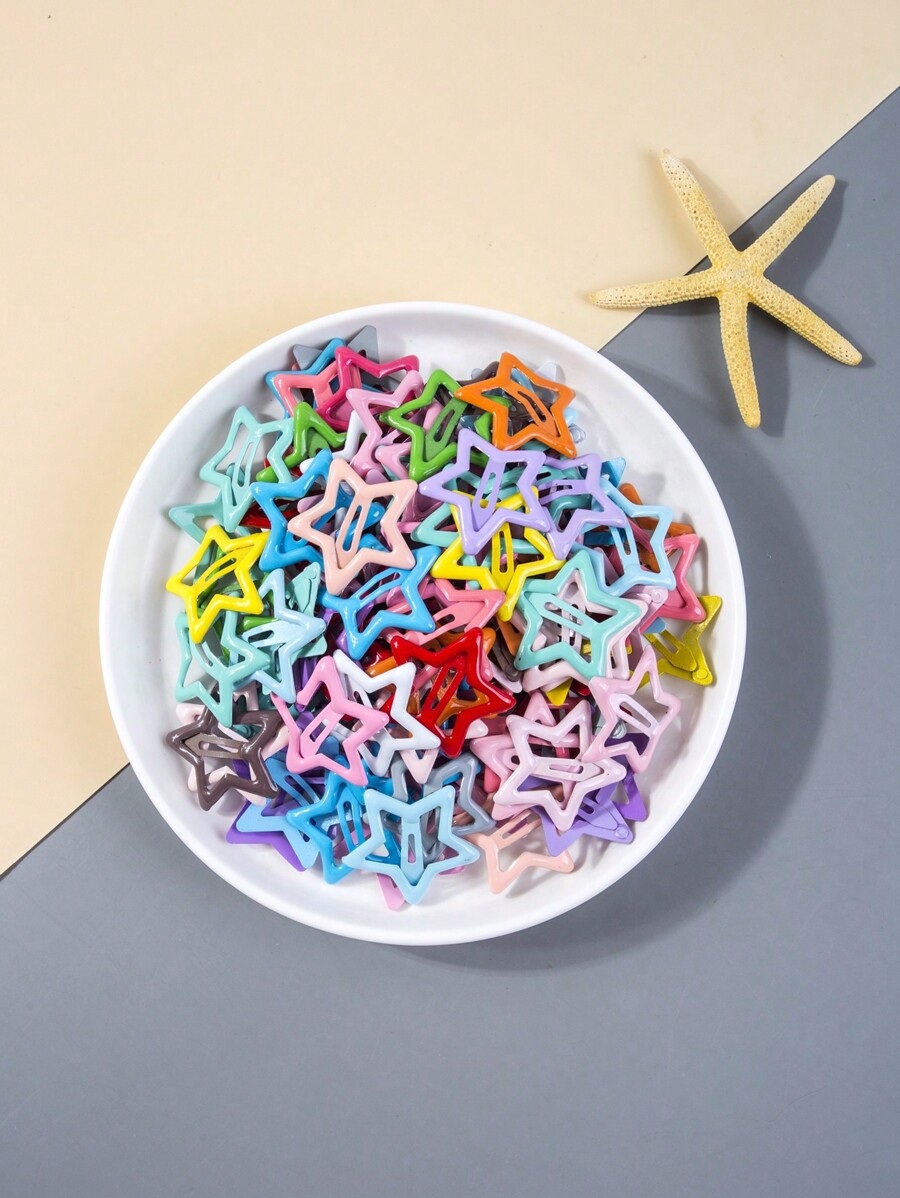 50 PCS Star Hair Clips Hair Accessories Mix Edge Clips Street Dopamine