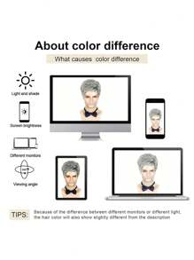 男士假发，男士短款灰色假发，天然分层合成假发，适合男士日常万圣节