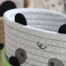 Cesta de almacenamiento trenzada con cuerda, cesto para animales de peluche, organizador de escritorio para bolígrafos, pañuelos, caramelos y desorden, organizador de cosméticos y maquillaje para el baño - oso gris - Ver 22