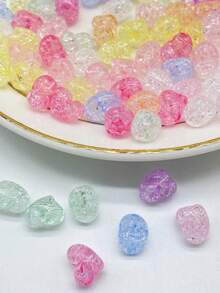 80pcs Mixed Color Heart-shaped Faux Jade Crackled & Snowflake Design Diy Beads For Jewelry Making - Multicolor - View 4