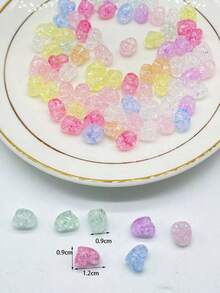 80pcs Mixed Color Heart-shaped Faux Jade Crackled & Snowflake Design Diy Beads For Jewelry Making - Multicolor - View 5