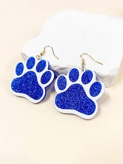 1pair Cartoon Cute Funny Earrings, Shiny Animal Paw Pattern Dangle Drop Earrings, Party/club/street Style Versatile Ear Jewelry, Gift For Pet Mom
