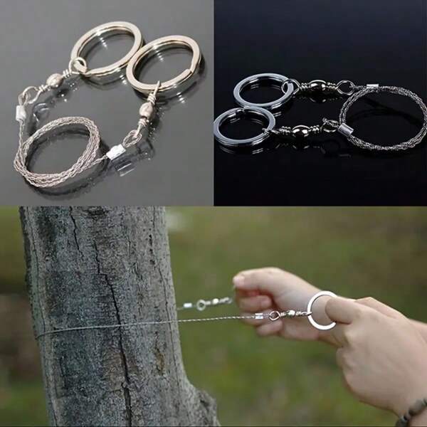 1 pièce Scie à fil en acier pour équipement de survie d'urgence, pour camping, randonnée, chasse, escalade, accessoire de camping