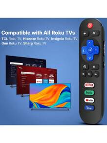 Gvirtue 遥控器适用于所有 Roku 电视，兼容海信、夏普、Insignia、ONN、Element、Westinghouse、Roku 系列智能电视、Hulu 等 - 杏色 - 查看 2