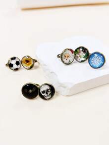 1只簡約設計的聖誕/萬聖節骷髏、蝙蝠可打開且可調節戒指,感恩節/舞會/聚會裝扮首飾配件,是給朋友的理想禮物