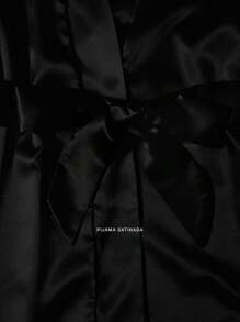 Set de Pijama Mujer Satinado 4 Piezas con Bata: Descubre Elegancia y Confort - Negro - Ver 7