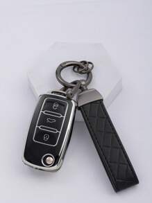 3pcs Tpu Soft Shell Car Key Cover Set+ Black Embossed Lanyard Keychain With Screwdriver Compatible With 3-button Folding Car Key