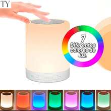 Bocina Bluetooth Recargable Luz de Noche Lampara Nocturna Táctil RGB Colores Reproductor con Altavoz con iluminación Multicolor led rítmica Control Táctil Regulable - Multicolor - Ver 4
