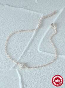 1入組/個,時尚簡約的s925純銀八角星項鍊,帶有鑽石,適用於女性日常佩戴,聖誕禮物 - 金色 - 查看 9