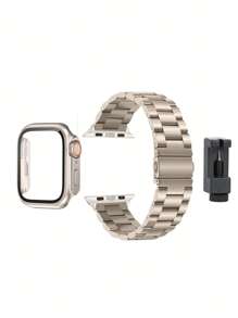 Huastonband 2 件/套表带和屏幕保护膜组合，不锈钢可调节表带和钛金属防震防水屏幕保护膜，适用于 Watch Ultra SE/8/7/6/5/4 系列 38 毫米 40 毫米 41 毫米 42 毫米 44 毫米 45 毫米 49 毫米，男女通用 - 彩色 - 查看 17