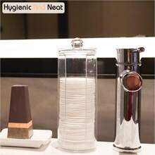 Acrylic Makeup Organizer Round Cosmetic Storage Dispenser Container Holder Organizer,Room,Home,Bedroom,Bathroom,House,Pink Room,Living Room Decor,Travel Stuff,Gift Bag,Gifts For Mom,Dad,Men,Friends,Teacher,Birthday,Wedding,Desk,Shelves,Accessories,Gift Boxes,Funny Gift,Storage ,Jewellery Box,Pouch,Makeup Brush Holder,Brush Holder,Perfume Organiser,Pouch Bag - Clear - View 9