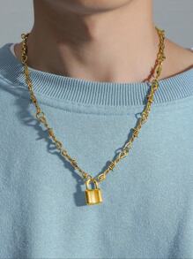 Collar con colgante de bloqueo para hombres a la moda y popular material de aleación de estilo Punk Hip Pop para regalo de joyería y para un aspecto elegante