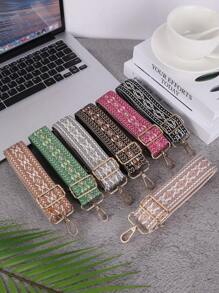 1pc Green Embroidered Bag Strap Adjustable And Detachable Suitable For Handbags Wallets Cross-Body Bags Fashionable Gift Decor Gift Accessories