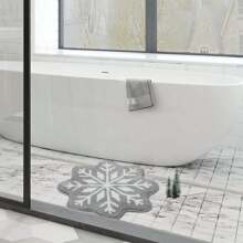 DeramHy home DeramHy Zuhause 1 Stück Weihnachtsdekoration Schneeflocke Badezimmer Teppich, Schneeflocke Willkommens-Matte rutschfest rund, waschbar Badewannen-Teppich Badezimmer Badewanne Küche Teppich Dekoration Zuhause Badezimmer Bodenbelag Außenteppich Türmatte Sommer Badezimmer Zubehör Rückkehr zur Schule