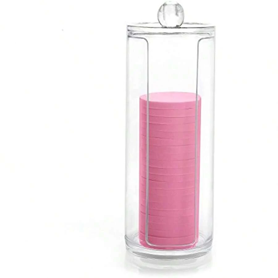 Acrylic Makeup Organizer Round Cosmetic Storage Dispenser Container Holder Organizer,Room,Home,Bedroom,Bathroom,House,Pink Room,Living Room Decor,Travel Stuff,Gift Bag,Gifts For Mom,Dad,Men,Friends,Teacher,Birthday,Wedding,Desk,Shelves,Accessories,Gift Boxes,Funny Gift,Storage ,Jewellery Box,Pouch,Makeup Brush Holder,Brush Holder,Perfume Organiser,Pouch Bag - Clear - View 1