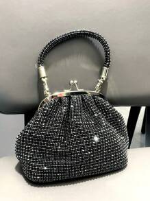 JIOMAY Diamond Shell Bag Wedding Party Chain Clip Handbag Comes With Diamond Hardware - Black - View 2