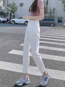 Women Jeans - 白色 - 查看 3
