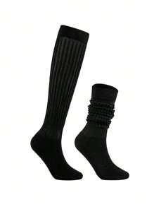 4双女士休闲袜 柔软针织靴袜 纯色压缩袜 泡泡袜 中筒袜 - 彩色 - 查看 3