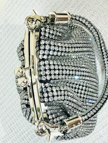 JIOMAY Diamond Shell Bag Wedding Party Chain Clip Handbag Comes With Diamond Hardware - Silver - View 7