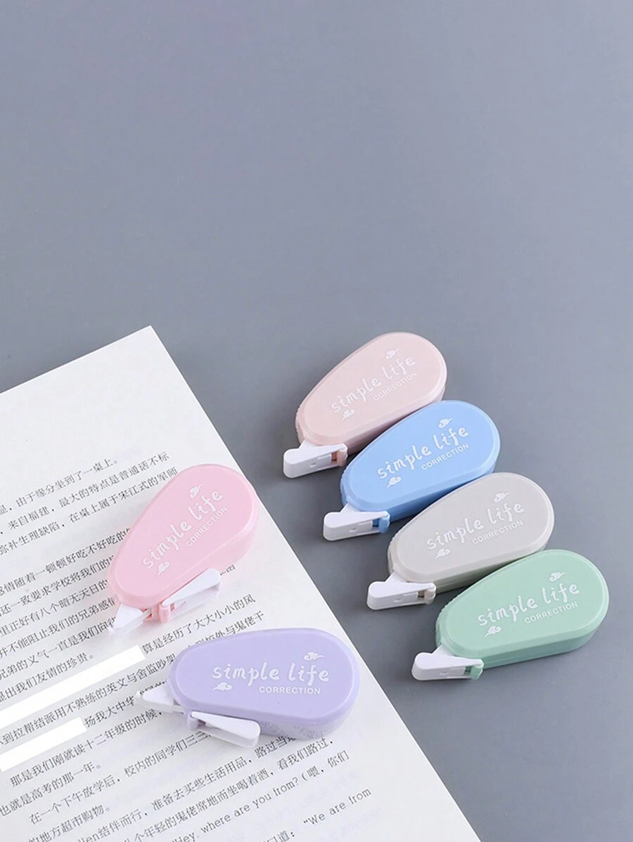 6pcs Mixed Color Mini Correction Tape, Simple Portable Whiteout Correction Tape For School Student, Office - Multicolor - View 1