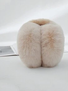 FADZOYLE 1个米色冬季耳罩，可折叠，蓬松羊毛耳罩，女士可爱耳套，可调节头带，带柔软羊毛内衬，男女通用毛绒冬季耳罩