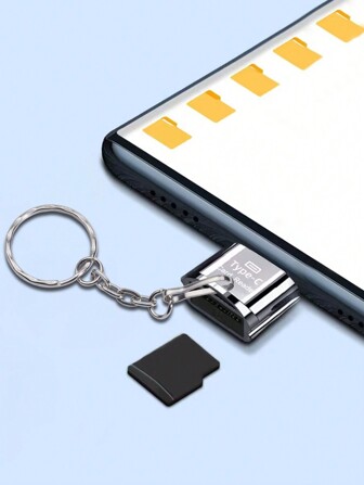 1pc Mini Type-c To Tf Card Reader Converter For Camera, Driving Recorder, Etc.