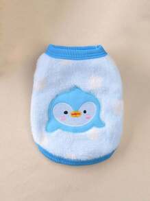 Hoạt hình Flannel Ấm áp Tách trà Chó Cún con Mèo Teddy Quần áo Xanh Áo vest - Màu xanh lam - Xem 2