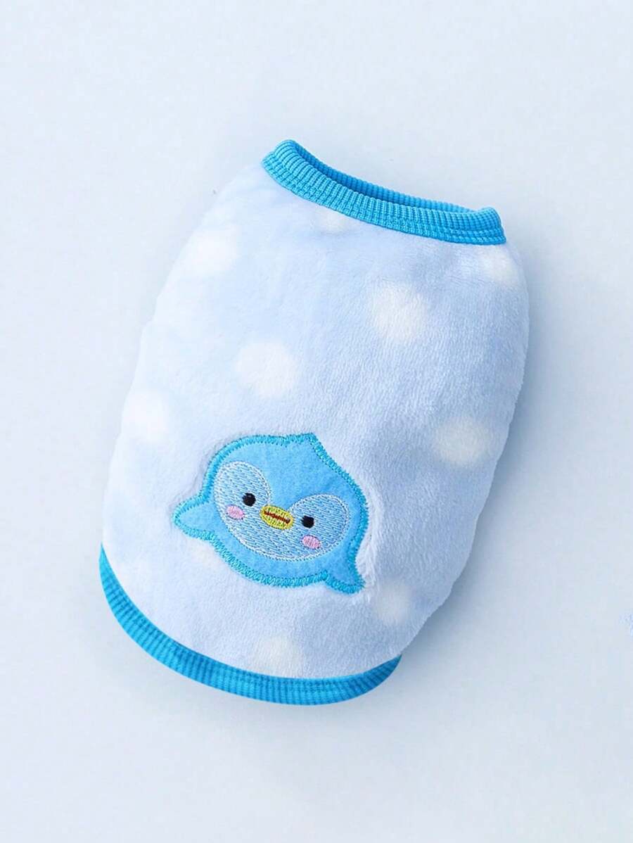 Hoạt hình Flannel Ấm áp Tách trà Chó Cún con Mèo Teddy Quần áo Xanh Áo vest - Màu xanh lam - Xem 1