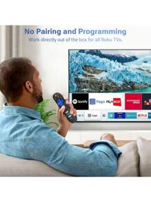 Gvirtue 遥控器适用于所有 Roku 电视，兼容海信、夏普、Insignia、ONN、Element、Westinghouse、Roku 系列智能电视、Hulu 等 - 杏色 - 查看 4