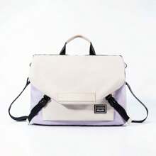 14英寸和15.6英寸防水涤纶笔记本电脑包，适用于办公室、旅行、派对，配有肩带和手柄，教室笔记本电脑包，教室包，教师储物包，教室整理包 - 紫色 - 查看 1