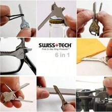 1pc Utili-Key 6 In 1 Chain Screwdriver Opener, Knife, Stainless Steel Mini Multi-Tool EDC Hot, Mini Bottle Opener Chain Tool, Multifunctional Tool