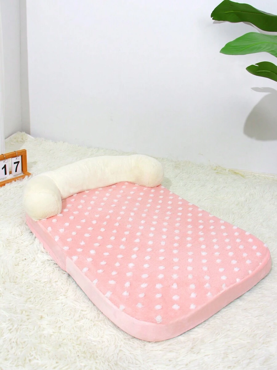 1個粉色圓點寵物屋,適用於20-40公斤宠物,尺寸80cm * 60cm * 6cm - 粉色 - 查看 1