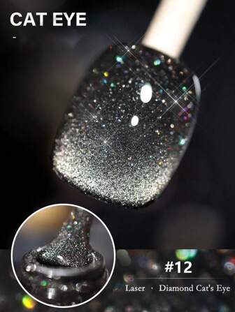 annies 10ml/Tube Holographic Reflective Nail Gel, Cat-Eye Effect, Semi-Permanent Magnet And Rhinestone Embellishments, Suitable For Personal And Salon Use, DIY Nail Art, Women's Gifts, Carnivals.