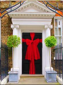 Decoración navideña de lazo de organza transparente rojo, cinta para lazo de Navidad para manualidades, decoración navideña y de Año Nuevo, cinta larga de 75*900CM para manualidades DIY, adecuada para Halloween, Navidad, Día de la Independencia y otros eventos al aire libre