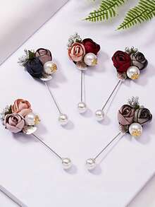 1入質感合金多彩女士(紫+粉)人造花形胸針,適用於婚禮配飾