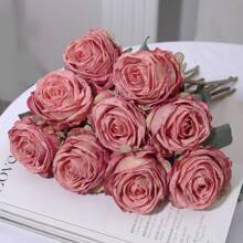 Realistic Burnt Rose, Artificial Flowers, Valentine's Day Decor, Easter, Thanksgiving, Christmas Gift, Candlelight Dinner Decor, New Year Decor, Spring Festival Decor, School Dormitory Office Decor, Outdoor Party Event Holiday Birthday Party Decor, Home Entrance Hotel Restaurant Living Room Bedroom Wedding Banquet Kitchen Garden Decor - Dusty Pink - View 3