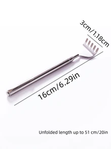 1pc Extendable Stainless Steel Five-finger Telescopic Back Scratcher, Itching Claw Massager - Silver - View 4