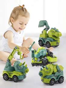 恐龍車組裝玩具,兒童理想禮物 - 軍綠色 - 查看 2