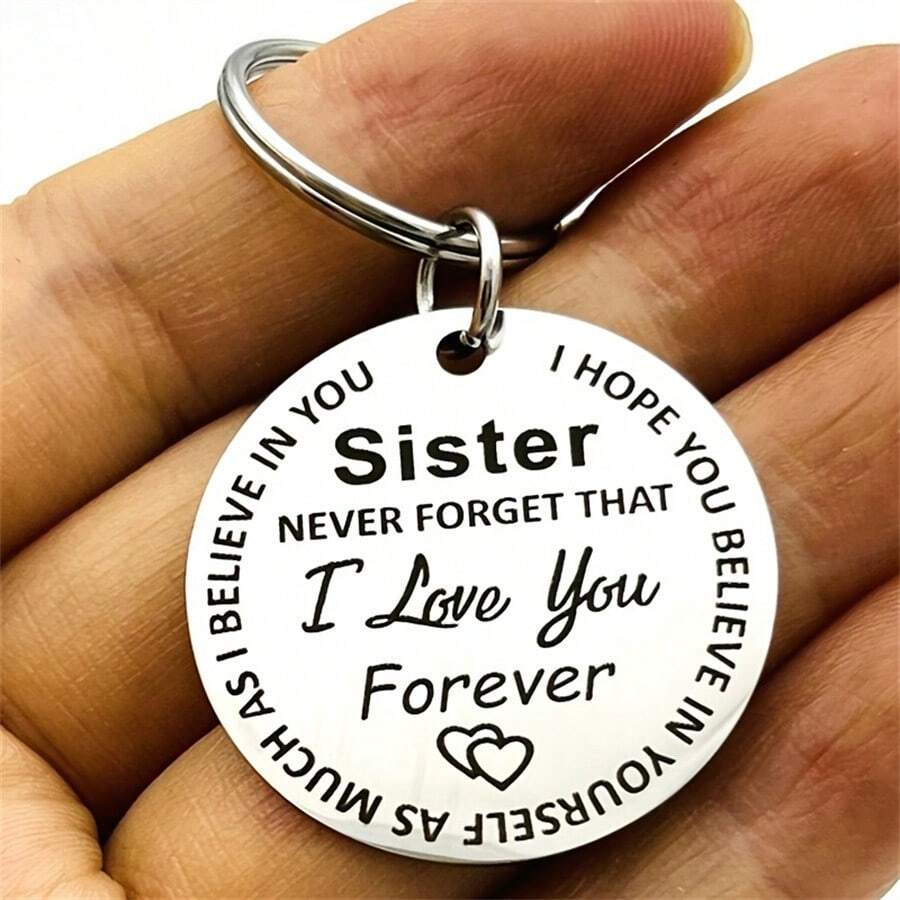 Llavero De Acero Inoxidable Para Hermanas Con Mensaje Grabado, Regalo