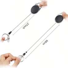 金属伸缩锌合金挂绳和钥匙扣夹，带定制 PU 皮革身份证夹，可放置工作证、信用卡、门禁卡等，椭圆形防丢设计，学校用品，返校