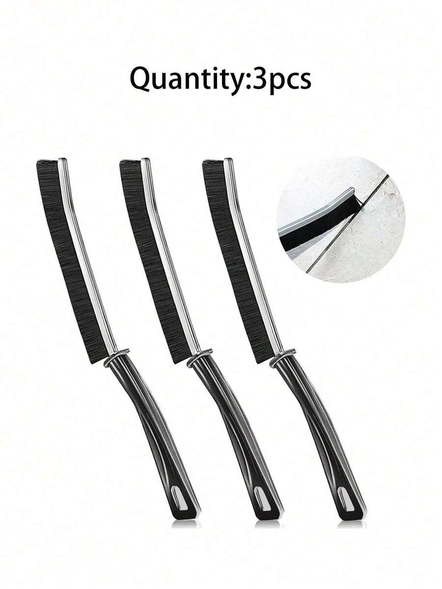 3入組萬能縫隙清潔刷,硬質窗戶門縫刷,長柄家用清潔刷