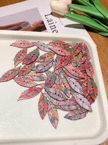 50pcs Vintage Feather Design Decorative Buttons - Multicolor - View 1