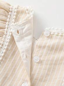 Vestido Clásico Para Bebé Niña Con Estampado De Rayas Y Lunares En 3d - Albaricoque - Ver 5