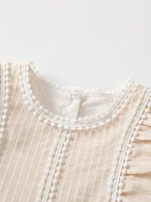 Vestido Clásico Para Bebé Niña Con Estampado De Rayas Y Lunares En 3d - Albaricoque - Ver 4