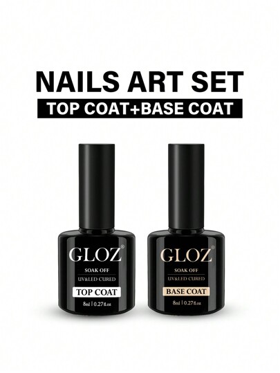 GLOZ Gel Polish Top Coat And Base Coat 2pcs Nail Polish Set Shine Effect Long Lasting Soak Off Nail Polish Perfect Gift For Women