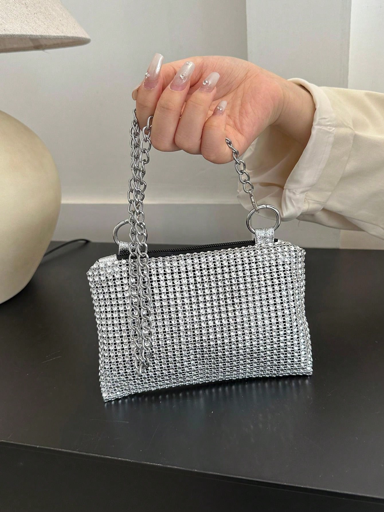 Sac À Bandoulière Pour Femme Décoré De Strass Avec Sangle En Chaîne Mode en ligne SHEIN FRANCE