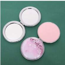 Pink Foldable Round Quicksand Cosmetic Mirror/double-sided Adjustable Angle Portable Travel Pocket Mirror - Pink - View 6